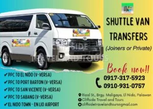 Joiner Van El Nido to Puerto Princesa City (vice versa)